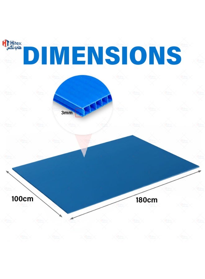 هيتكس لوح بولي بروبيلين مموج 100 سم × 180 سم (عبوة من 3 قطع) - أزرق، 3 مم | لوح بلاستيكي مموج مقاوم للماء من البولي بروبيلين | خفيف الوزن ومتين للاستخدام في أعمال التسقيف واللافتات والأعمال اليدوية والحماية - Image 2
